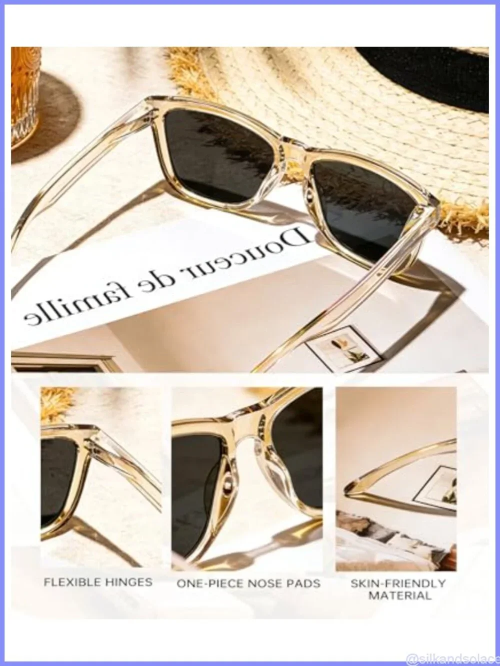 Polarized Sunglasses Women Retro UV Protection Full Frame Rectangular 3 Pack